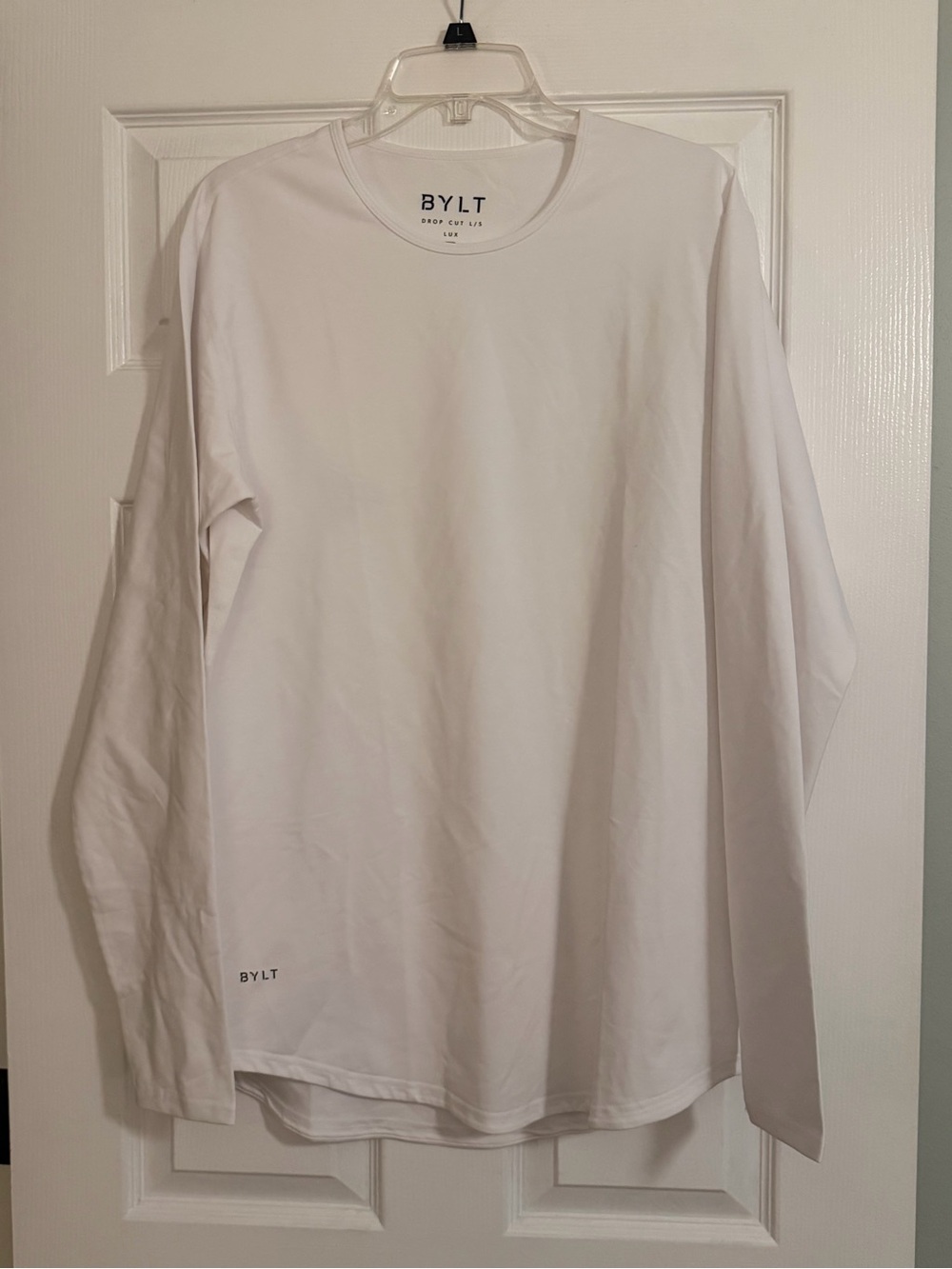 BYLT Drop Cut Men's Long Sleeve Crewneck Shirt - White
